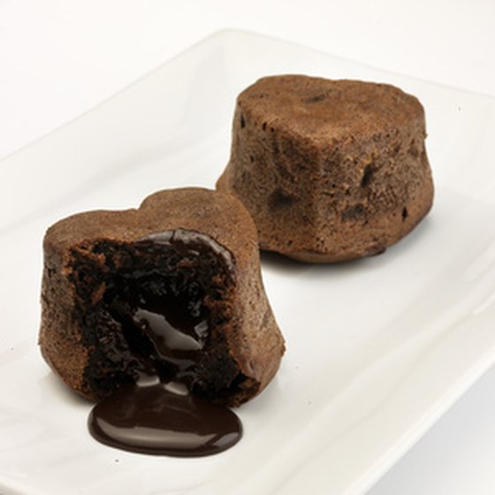 Chocolate souffle with a molten chocolate middle.