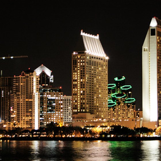 The San Diego skyline at night