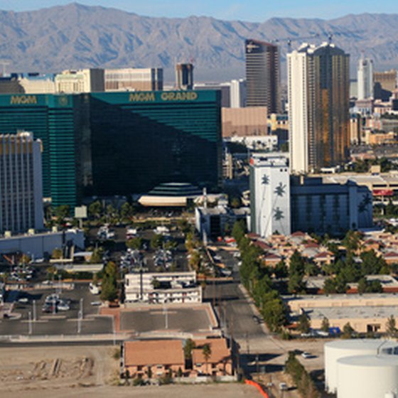 View of MGM Grand and other Las Vegas hotels.