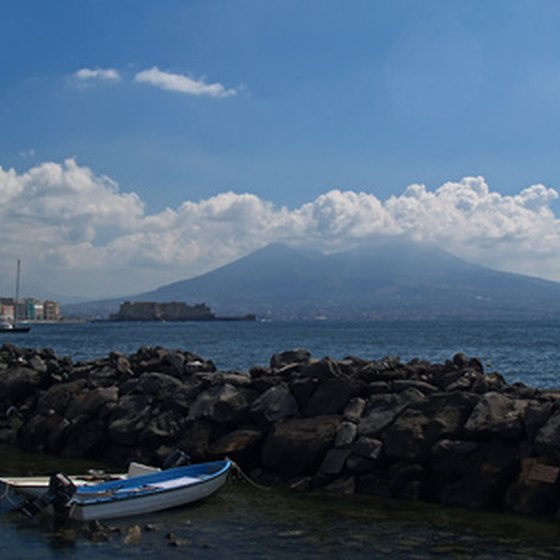 Mount Vesuvius dominates the countryside near Pompeii, outside Naples.