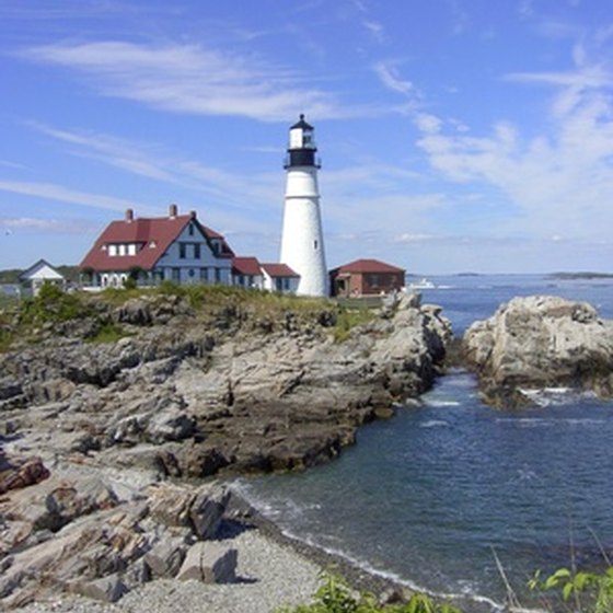Lighthouses dot the rockbound coast of southern Maine.