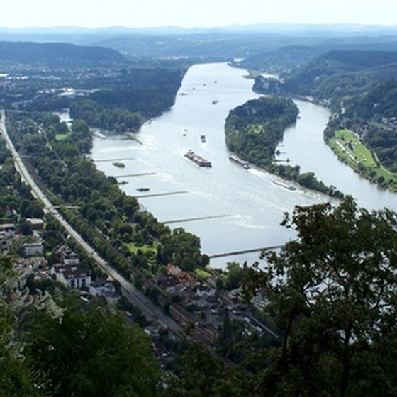 The Rhine River moves from the Swiss Alps to the North Sea.