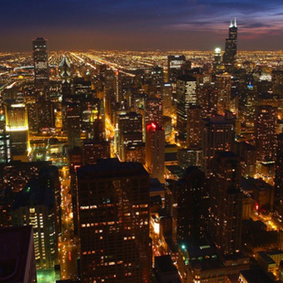 A view of Chicago at night.