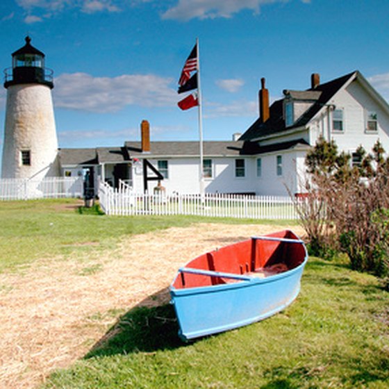 Historic lighthouses, like the Pemaquid Point Lighthouse in Bristol, dot coastal Maine.