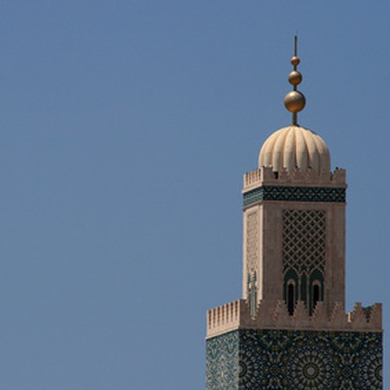 A Moroccan minaret overlooks the African country