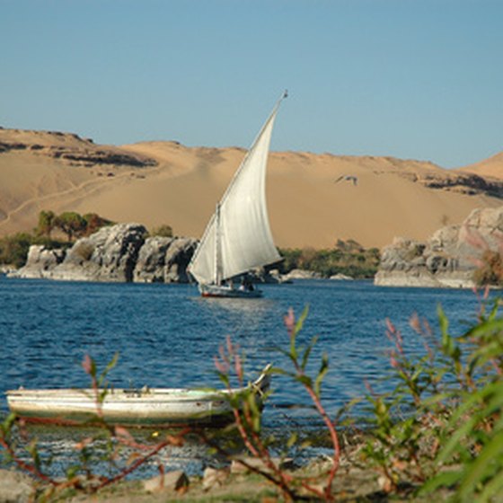A felucca, or Egyptian sailboat, is a common site you will see while cruising the Nile River.