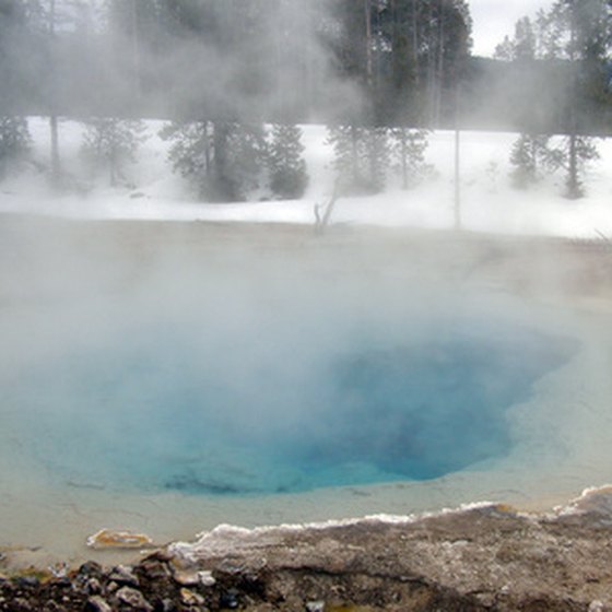 A Yellowstone hot pot in winter