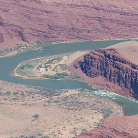 The Colorado River winds through soaring canyons near Las Vegas.