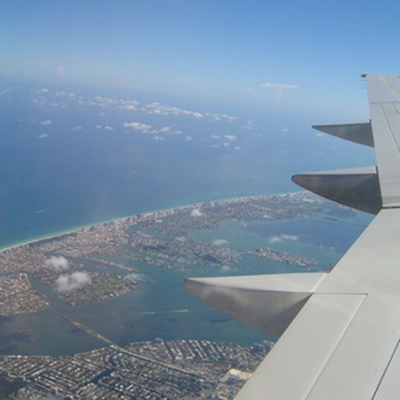 Miami skyline from a plane.