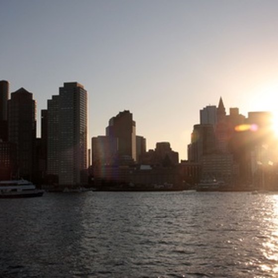 Dinner cruises in Boston, Massachusetts provide sunset and moonlight skyline views.