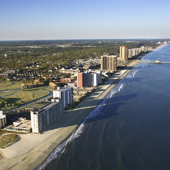 The main strip in Myrtle Beach hugs the Atlantic coastline.