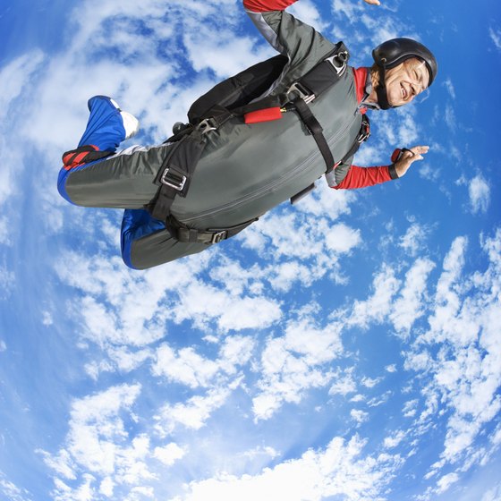 Indoor skydiving simulates the free-fall portion of parachute diving.