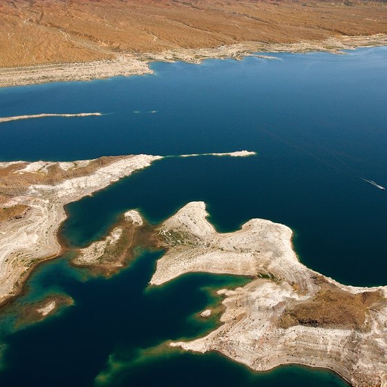 The remains of St. Thomas, Nevada, lie submerged under Lake Mead.
