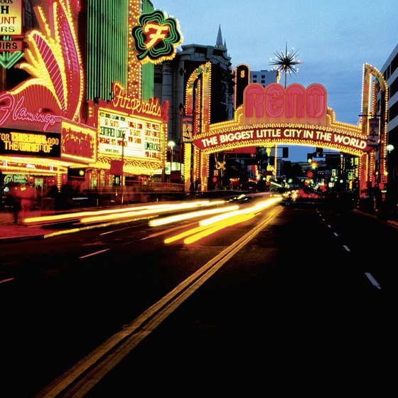 Reno's downtown area includes plenty of casinos and a white-water park for kayaking.