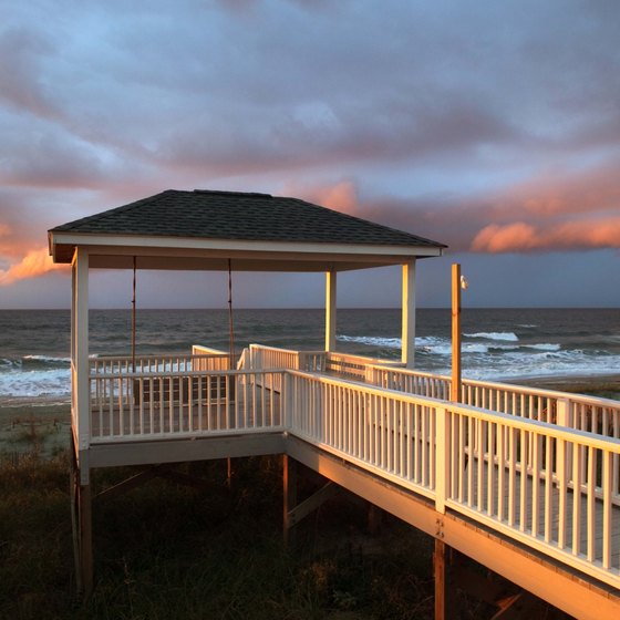 The gazebo and pier connect to the waters of Oak Island, North Carolina.