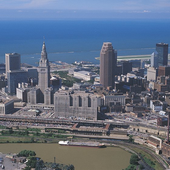 Downtown Cleveland is about a dozen miles west of Euclid, which is also on Lake Erie.