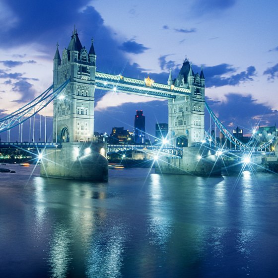 Tower Bridge on the River Thames in London.