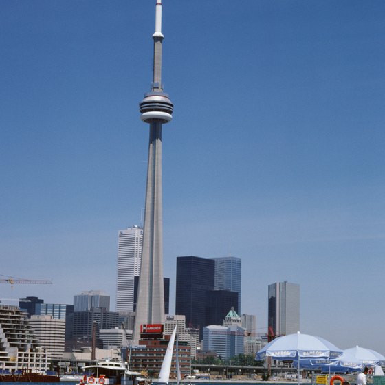 Canada features famous buildings such as the CN Tower in Toronto.