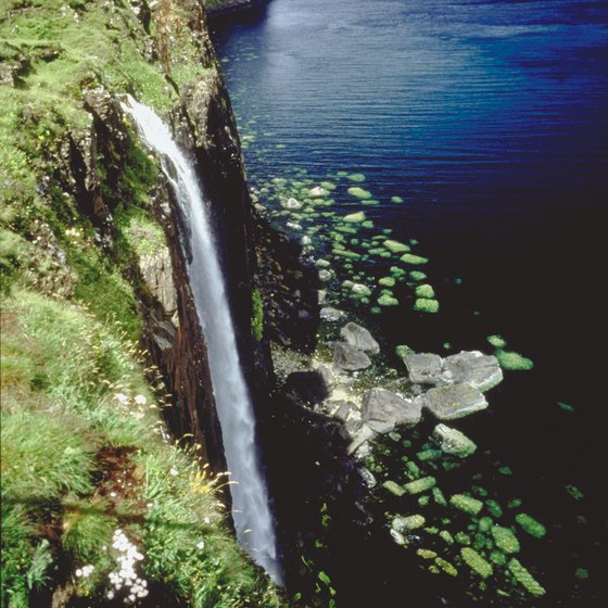 A waterfall on the coast of the Isle of Skye, Scotland
