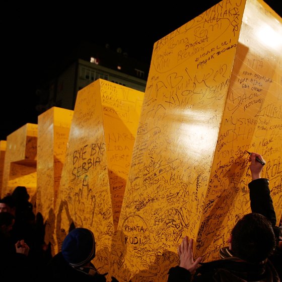 The "Newborn" obelisk is a monument to Kosovo's declaration of independence