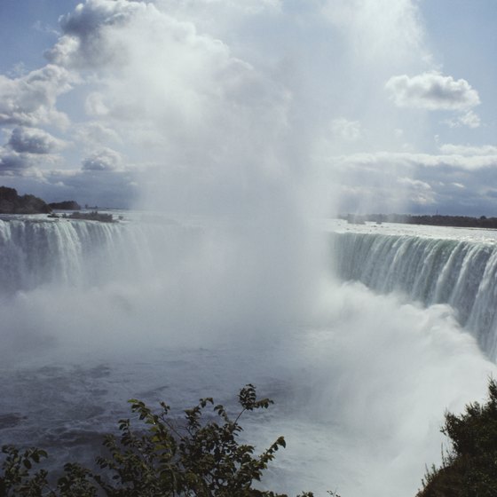 Niagara Falls sits on the border between the United States and Canada.