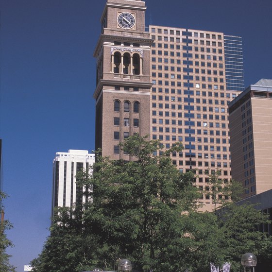 Clock tower at Denver's Skyline Park.