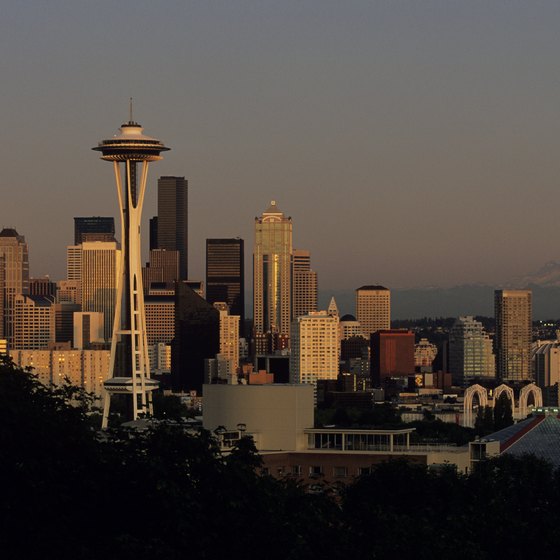 Mount Rainier looms in the background near Seattle.