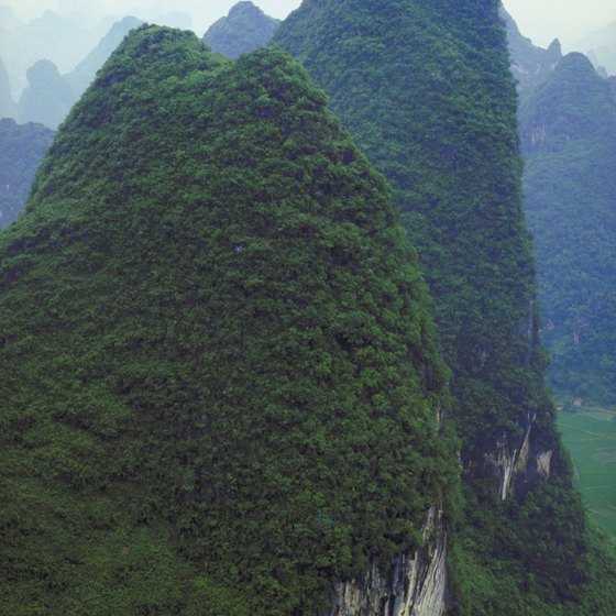 The subtropics of southern China include towering karst landforms.
