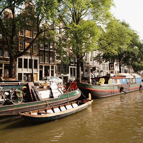 Houseboat barges in Amsterdam.