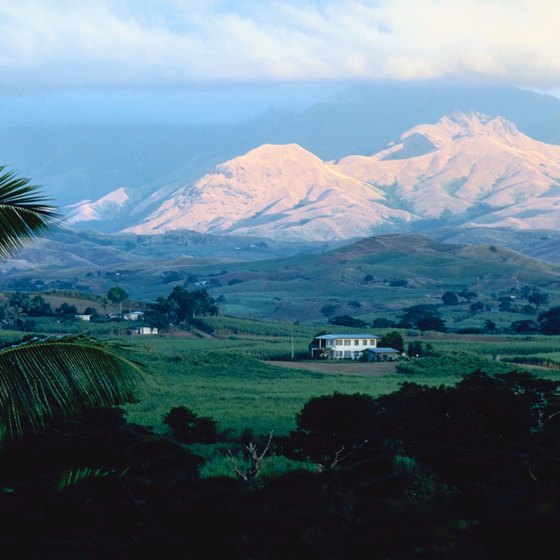 The mountain scenery of Viti Levu is a scenic backdrop to Denarau Island.