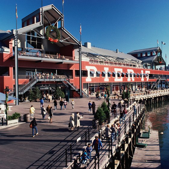 South Street Seaport is a bustling area along the East River.