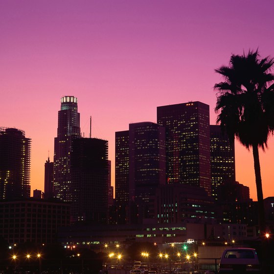 Twinkling city lights sometimes serve as the backdrop for evening picnics in Los Angeles.