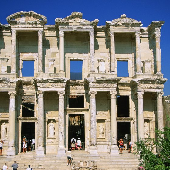 Visit ancient architecture in Turkey, such as the Library of Celsus in Ephesus.