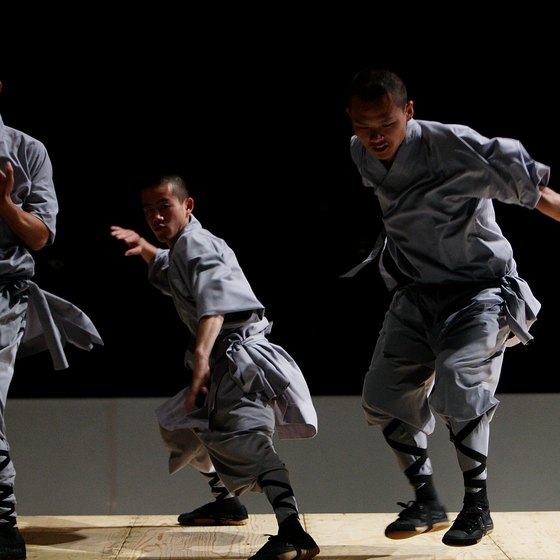 Shaolin monks demonstrate their prowess.