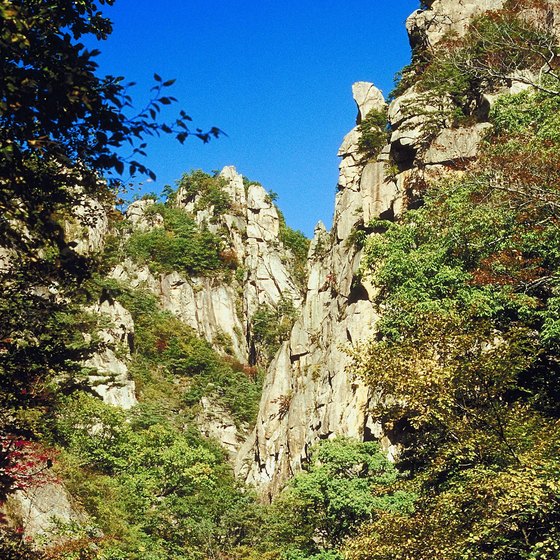 Sorakson National Park in South Korea features rugged rock formations.