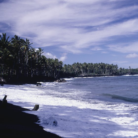 Black sand beach at Kalapana, Big Island, Hawaii