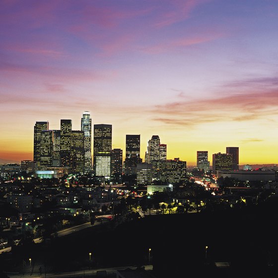Helicopter tours provide glimpses of the Los Angeles skyline.