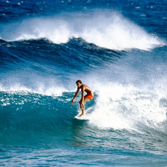 Surfing Oahu's South Shore.