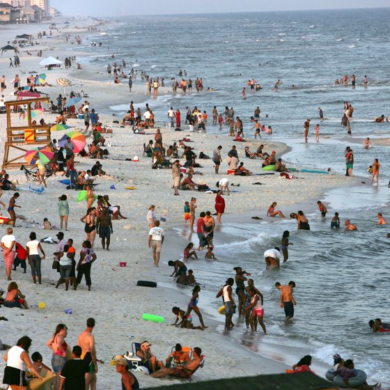Pensacola Beach on the Florida Panhandle sees throngs of tourists during peak season.