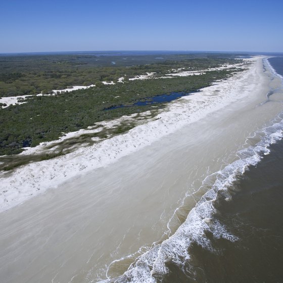 Miles of sandy beach border the Atlantic Ocean on Georgia's barrier islands.