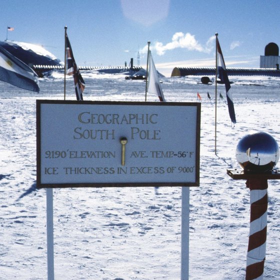 The South Pole stands at the center of Antarctica.