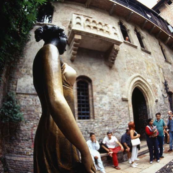 Juliet's statue and balcony are among the popular attractions in Verona, Italy.