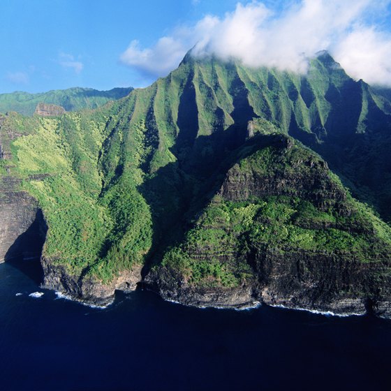 Kauai's Napali coast is visible from the air, sea and by hiking trail.