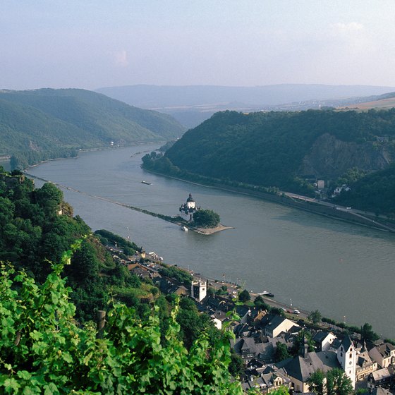 The Rhine River goes past several castles in Germany.