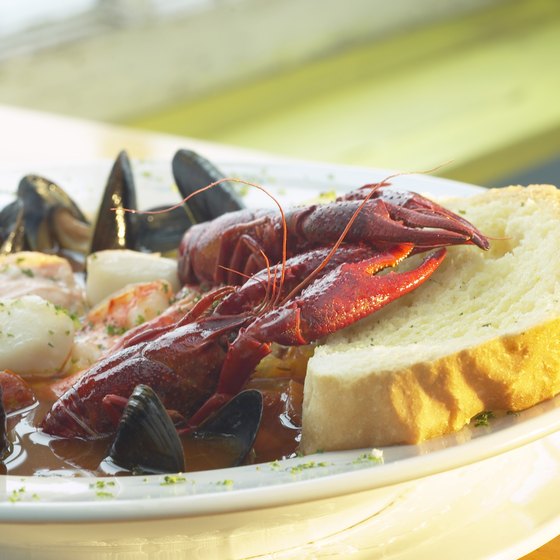 Enjoy a lobster dinner when dining in Waterville, Maine.
