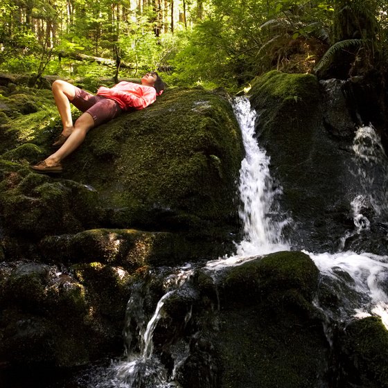Waterfalls provide spots for relaxation.