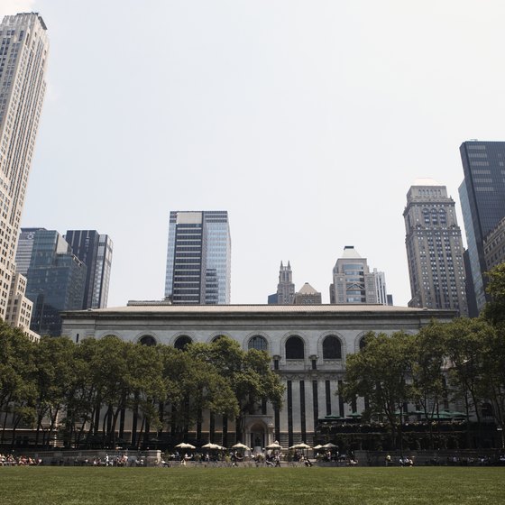 Bryant Park, behind the New York Public Library, is a 12-minute walk from the Waldorf-Astoria.