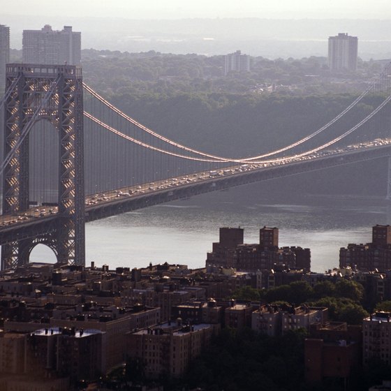 The George Washington Bridge connects Manhattan to Fort Lee, New Jersey.