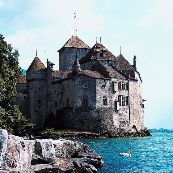 Chillon Castle is on the banks of Lake Geneva.