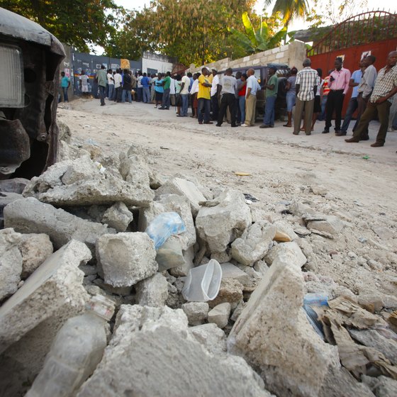 Rubble remaining in roads can make travel difficult in Haiti.